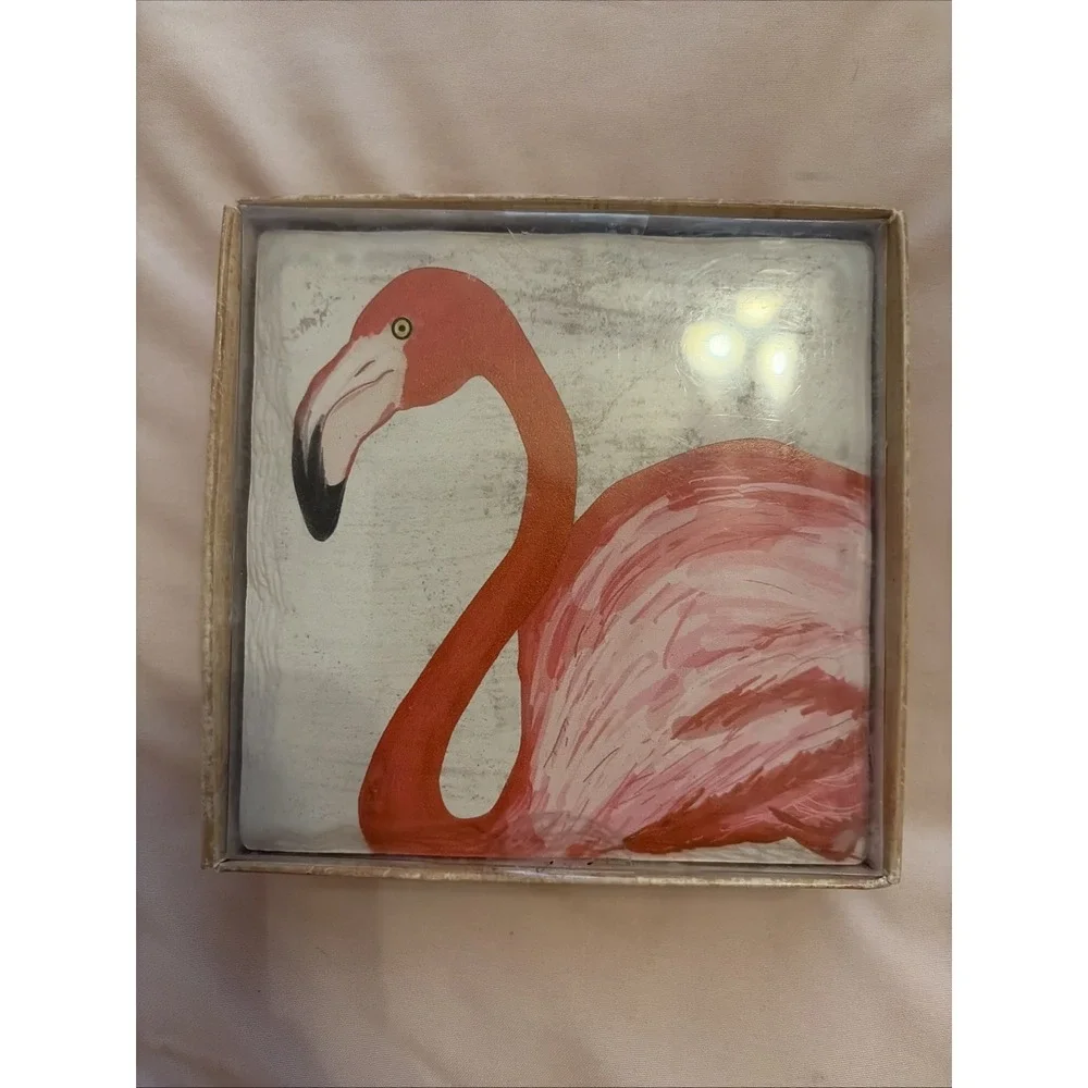 Destination Collection Set Of 4 Flamingo Coasters 4.25